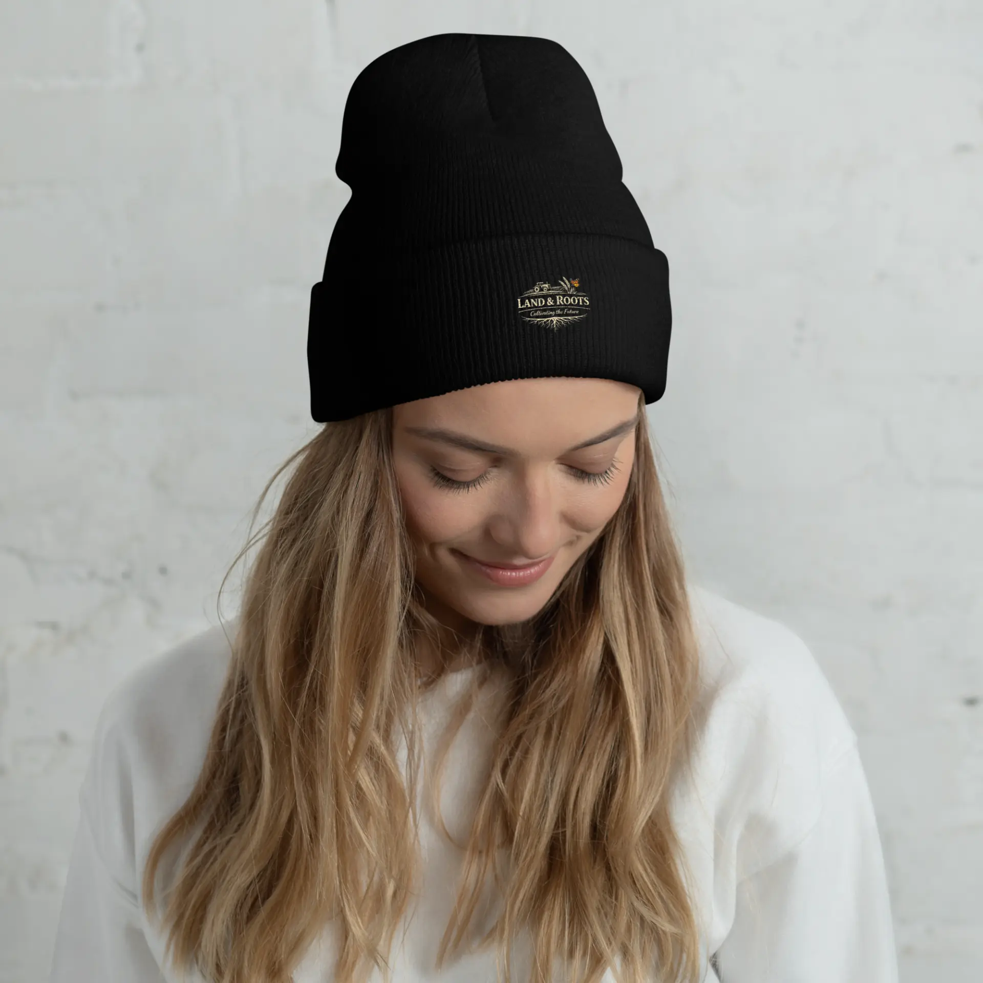 Unisex Ribbed Beanie — Black — front